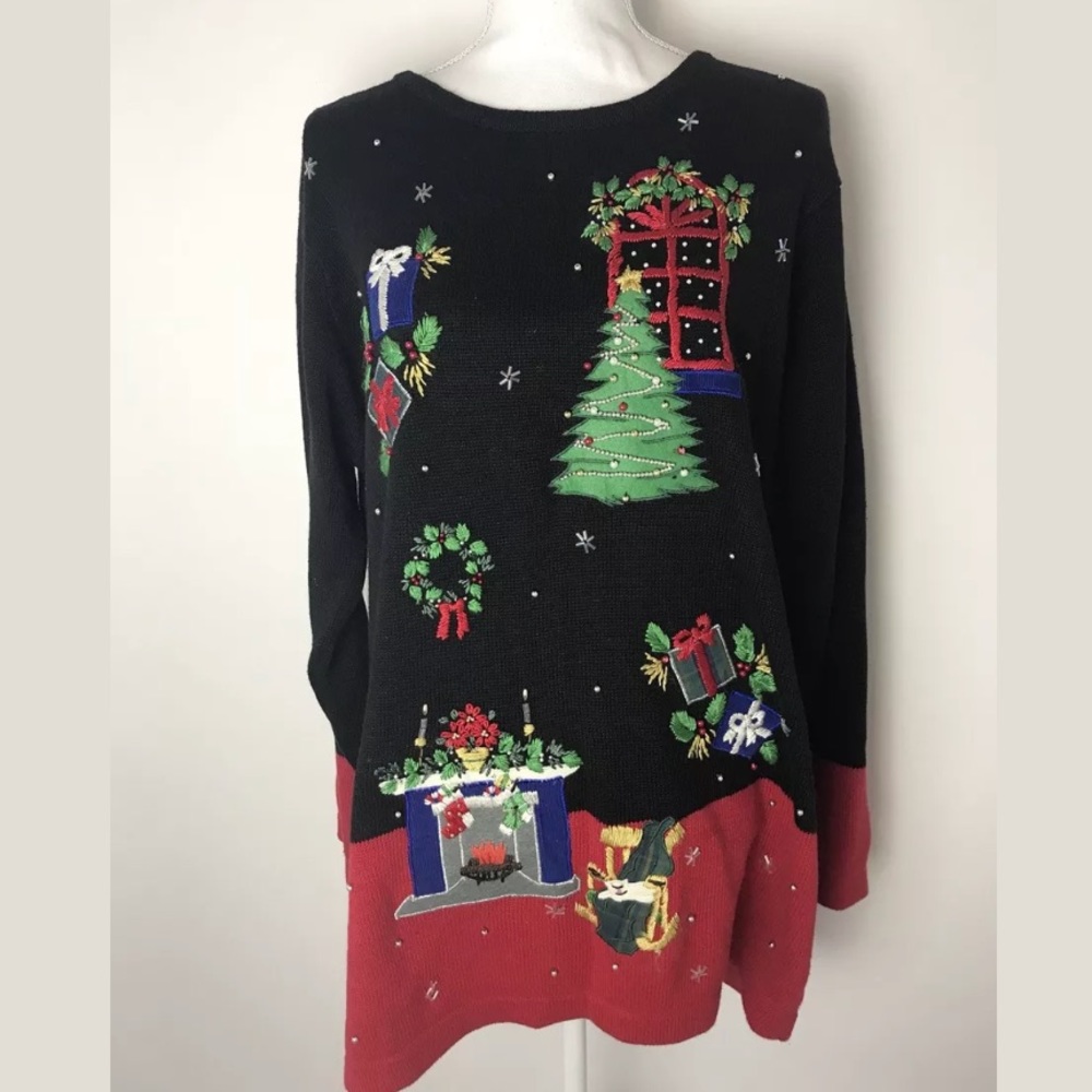 Vintage not ugly Christmas sweater large bp design